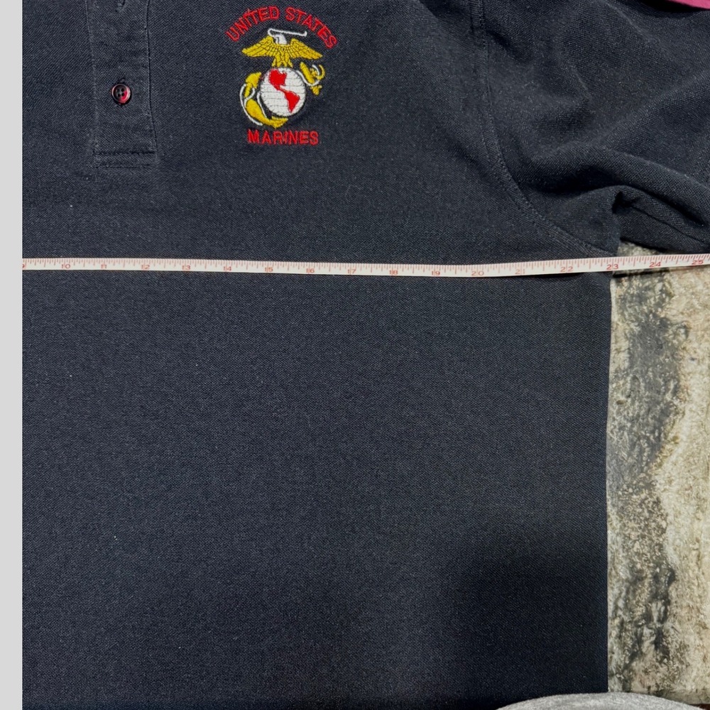 Divots Polo Shirt Men Large Black US Marines DriWay Moisture Wicking Short Sleev - Picture 8 of 8